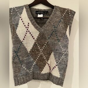 Vintage Jeanne Pierre Argyle Sweater Vest Womens S Knit Academia Y2K